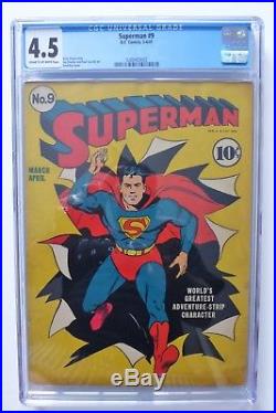 Superman #9 CGC 4.5 Golden Age Classic Fred Ray Cover DC Comics 1941