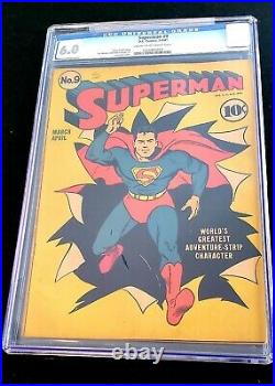 Superman 9 CGC 6.0 Classic Fred Ray Cover Siegel/Shuster art All Star #1 Ad