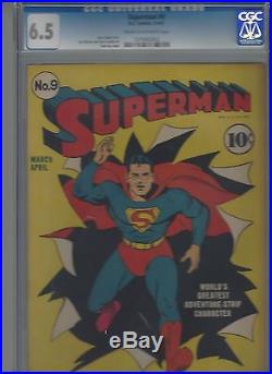 Superman #9 Golden Age Superman DC unrestored blue label CGC 6.5 1938 series