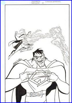 Superman Adventures Unpublished Cover Superman and Bizarro art by Mike Manley