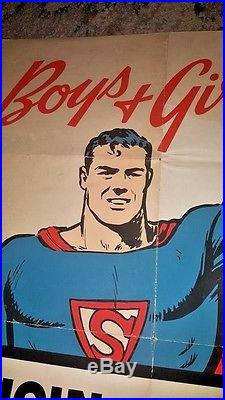 Superman Junior Defense League America Poster WWII 1941 22x32 Display Holy Grail