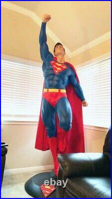 Superman Life size Statue taking off with cape and base new in the box 7 ft