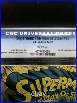 Superman Man Of Steel #18 CGC 9.8 WHITE pages First Doomsday Appearance