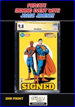 Superman Spider-man #1 2nd Prnt Cgc Ss 9.8 Jorge Jimenez Private Signing Presale