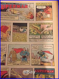 Superman Sunday Page #1A Origin Of Superman 1939 Rare! Action Comics #1