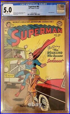 Superman comic #85 CGC 5.0 1953 Golden Age DC Comics Luthor off white pages