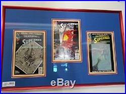 The Death of Superman Trilogy 75, 498, 500 1993 Framed & Matted Comic LP2040973