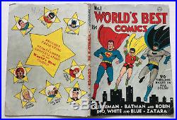 VINTAGE 1941 World's Best Comics #1 FULL COVER ONLY Superman Batman finest