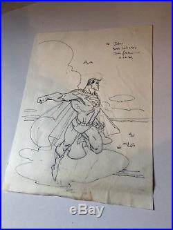 VINTAGE ORIGINAL JIM LEE SUPERMAN SKETCH DATED 12-26-89 WOW 8x10 COMIC BOOK ART