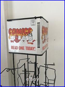 Vintage Comic Book Super Hero Spinner Rack Display Man Cave Spider-Man Superman