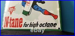 Vintage Conoco N-tane Superman Gasoline Porcelain Comic Book Service Pump Sign