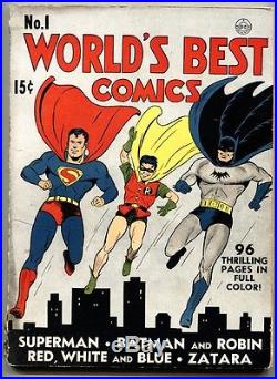 WORLD'S BEST #1 1941-DC COMICS-SUPERMAN-BATMAN-ROBIN-CRIMSON AVENGER-pr