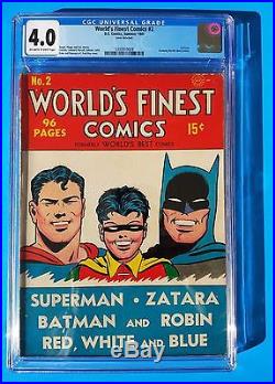 WORLD'S FINEST COMICS 1st ISSUE #2 CGC 4.0 BATMAN SUPERMAN ROBIN GOLDEN AGE