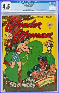 Wonder Woman #14 CGC 4.5 DC 1945 Golden Age Superman Batman Nice! OwithWhite