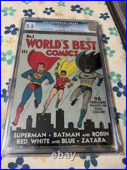 World's Best Comics #1 1941 Cgc 3.5 Ow-w Pages! Superman, Robin, Batman! Classic