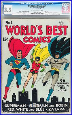 World's Best Comics #1 (1941, DC) VG- Superman, Batman, and Robin covers begin