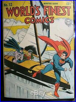 World's Finest #12 Batman Robin Superman 1943 Golden Age Ww II