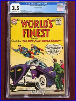 World's Finest 92 Cgc 3.5 Superman Batman Robin 1958 Curt Swan