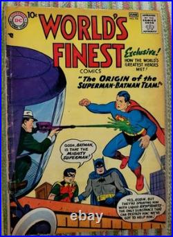 World's Finest #94 DC COMIC 1958 1st Origin Superman Batman TEAM KEY