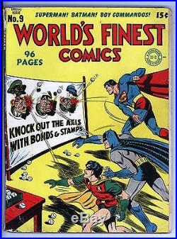 World's Finest Comics #9 Vol 1 Very Nice but Low Grade Classic Hitler Cover 1943