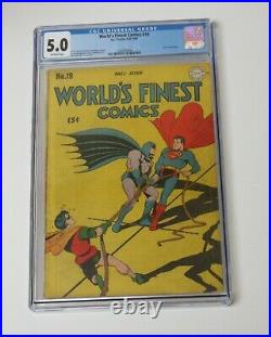 Worlds Finest #19 CGC 5.00 Batman Superman 1945 Golden Age Joker story Rare