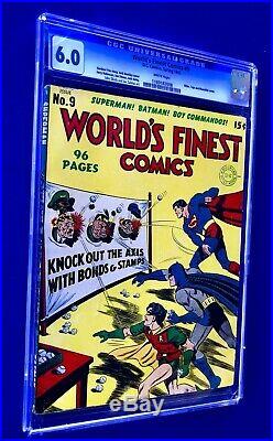 Worlds Finest Comics No. 9 CGC 6.0 1943 Superman Batman Golden Age Hitler Cover
